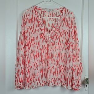 Boden Coral and White Silk Blend Resort Bohemian Top 12